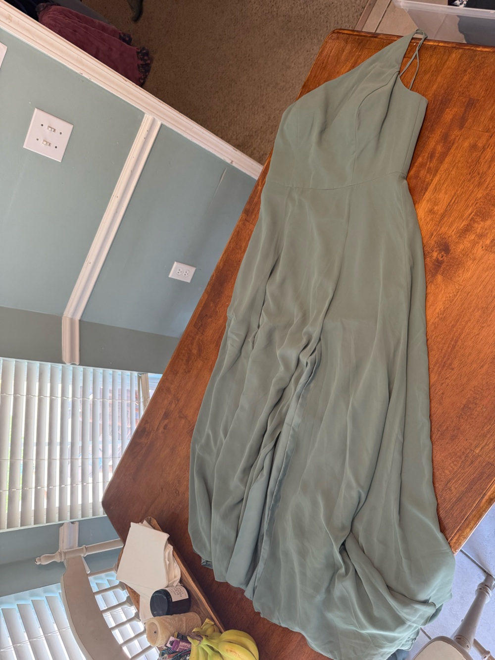 Jenny Yoo Size 14 Bridesmaid Dress Sage Green Chiffon A-Line Maxi Formal Gown